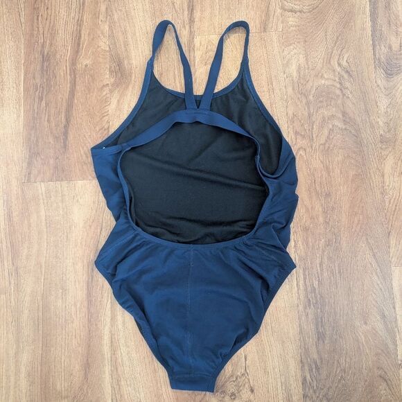 Nike HydraStrong Solid Fastback One Piece Swimsuit Navy Size 14 - Picture 6 of 7